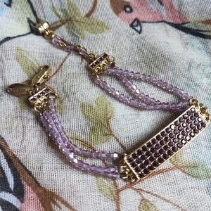 TOMMASSINI Purple Amethyst Bicone Beaded Gold Tone Bracelet Excellent Condition